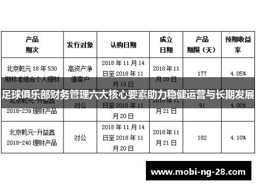足球俱乐部财务管理六大核心要素助力稳健运营与长期发展