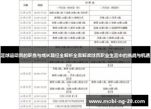 足球运动员的职责与成长路径全解析全面解读球员职业生涯中的挑战与机遇